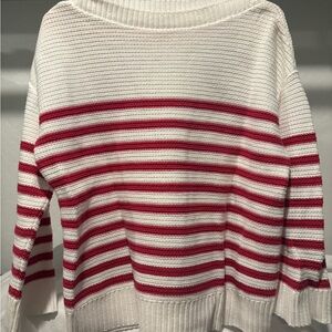 LOFT Red and White Striped Sweater